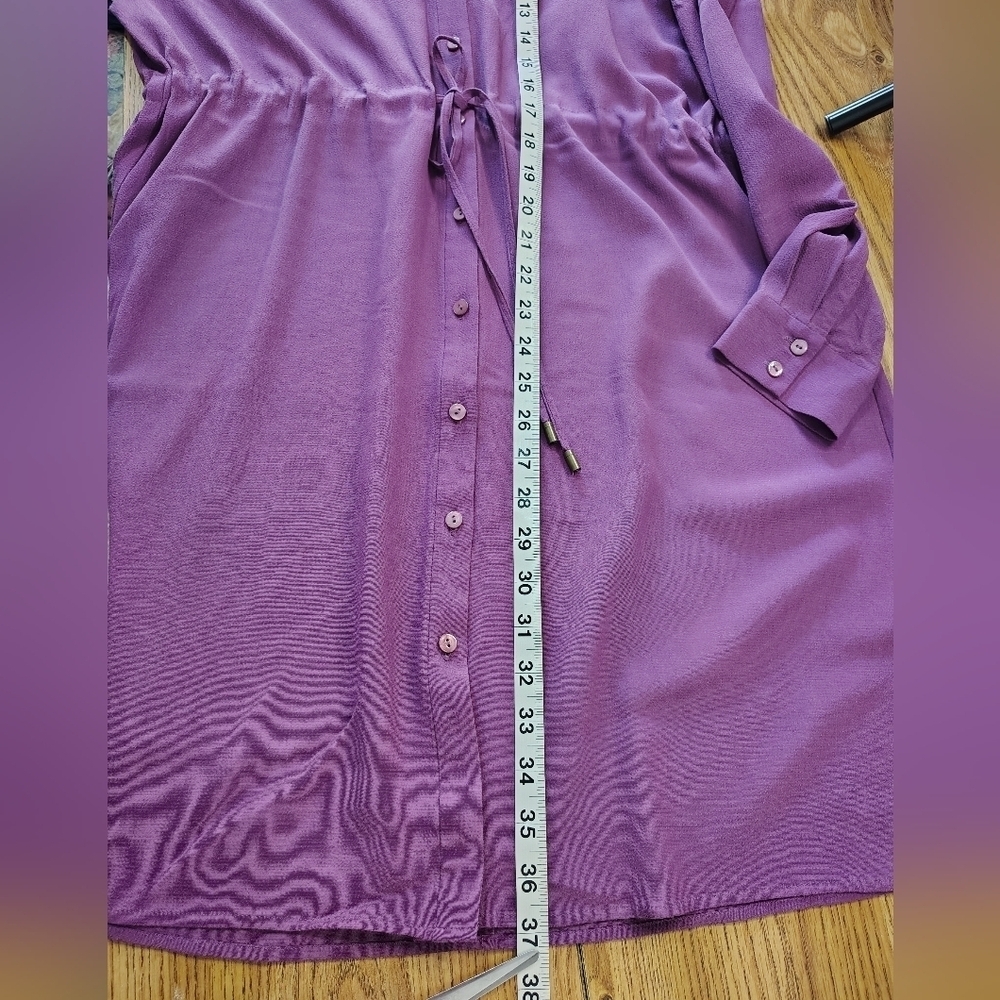 Eileen Fisher Shirt Dress Tencel purple button down  long sleeves, sz M, casual. - Picture 10 of 16